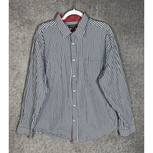 John Bartlett Consensus Button Up Shirt Mens XL Blue Black Striped Long Sleeve